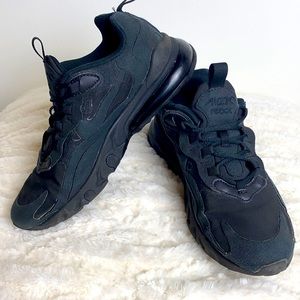 Nike Youth Air 270 React All Black Sneakers 5.5